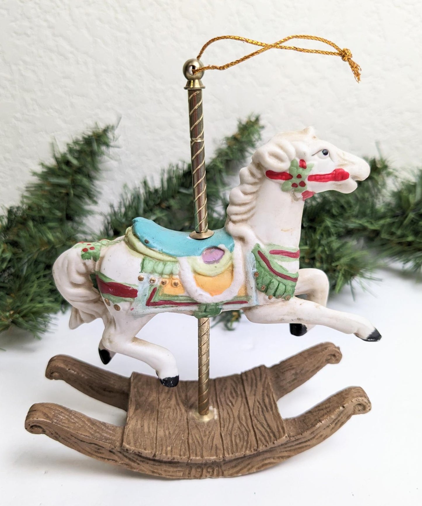 Vintage 1991 Carousel Rocking Horse Christmas Ornament