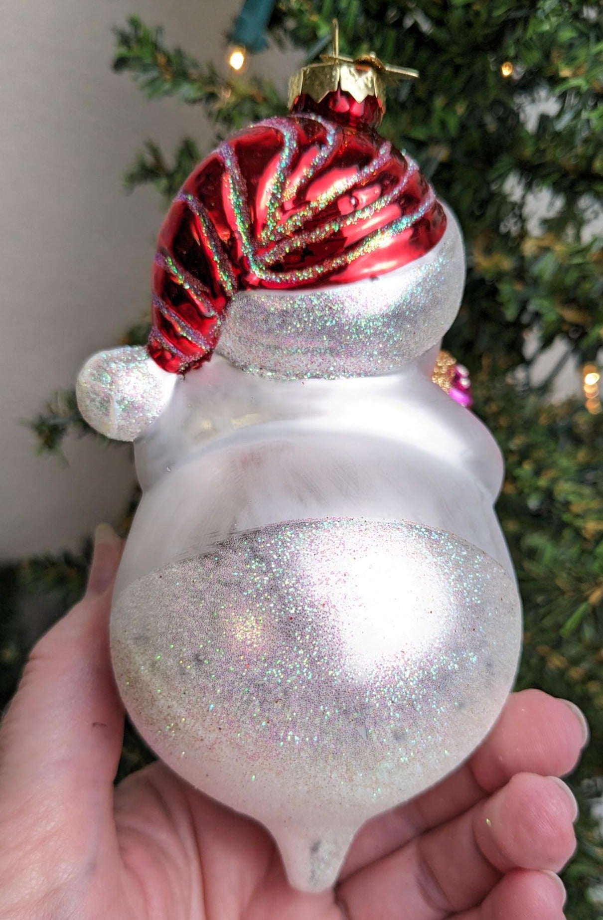 Vintage Snowman Glass Christmas Ornament