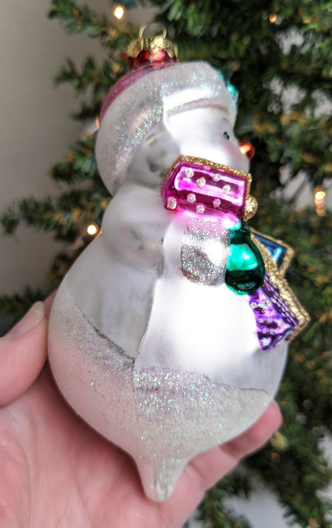 Vintage Snowman Glass Christmas Ornament