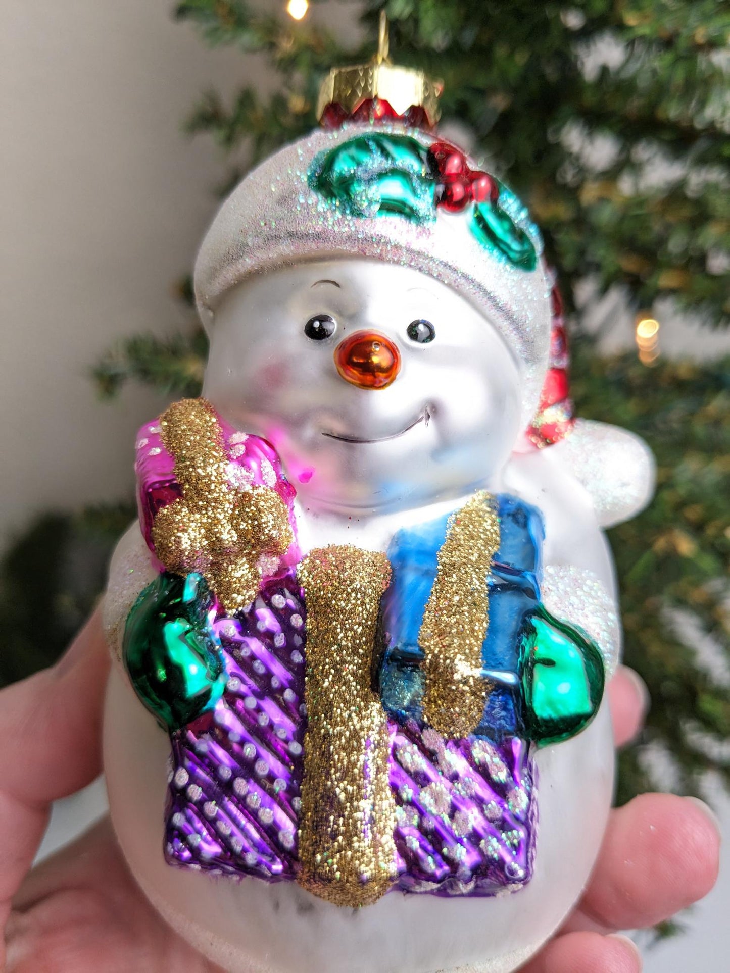 Vintage Snowman Glass Christmas Ornament