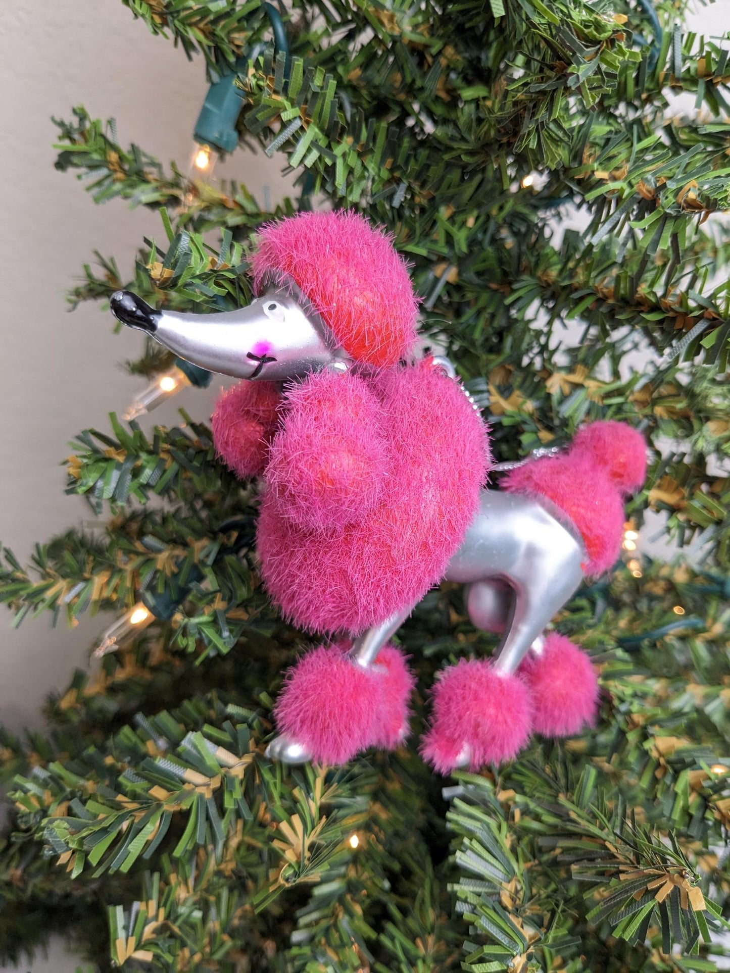 Pink Poodle Christmas Ornament