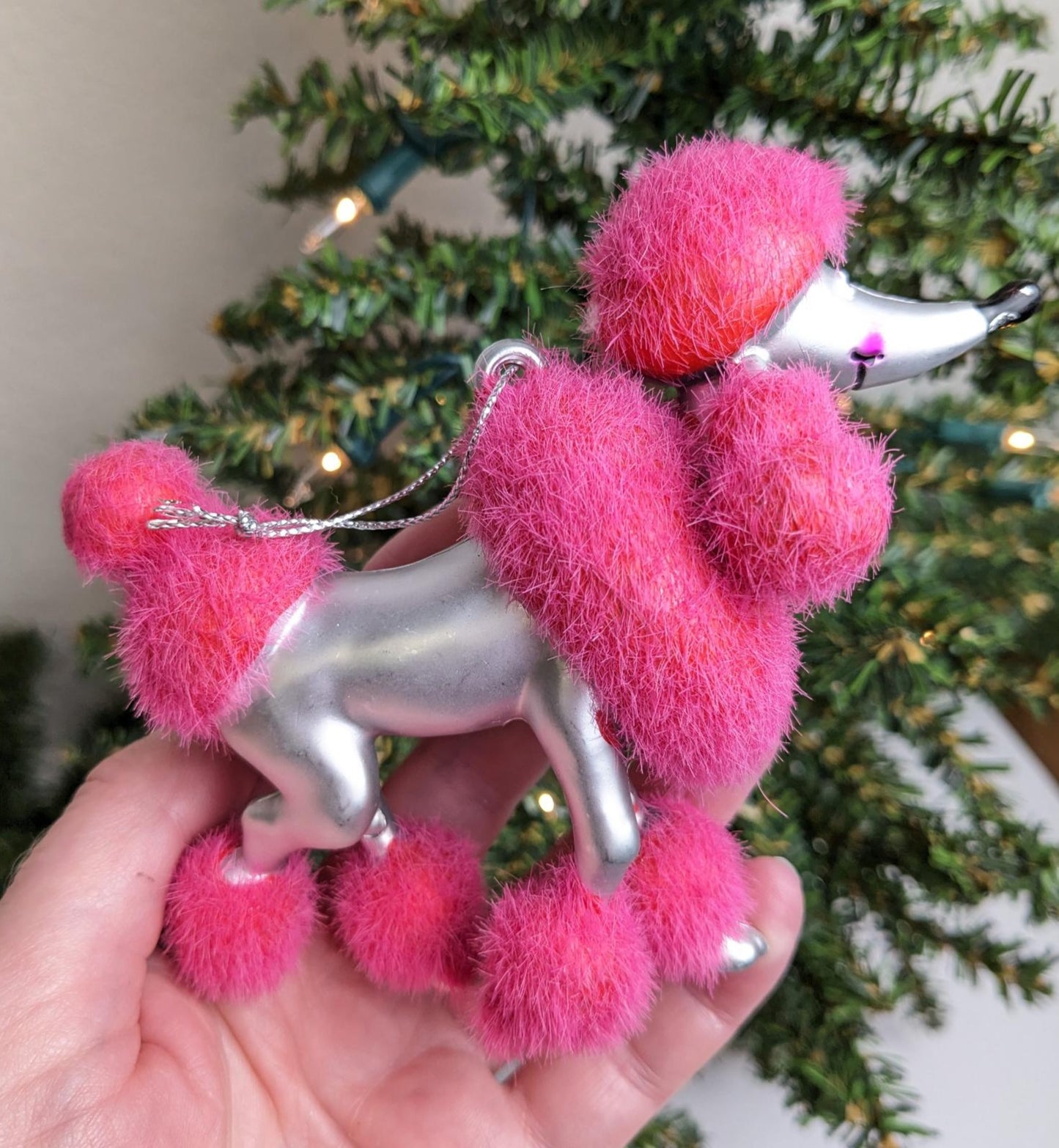 Pink Poodle Christmas Ornament