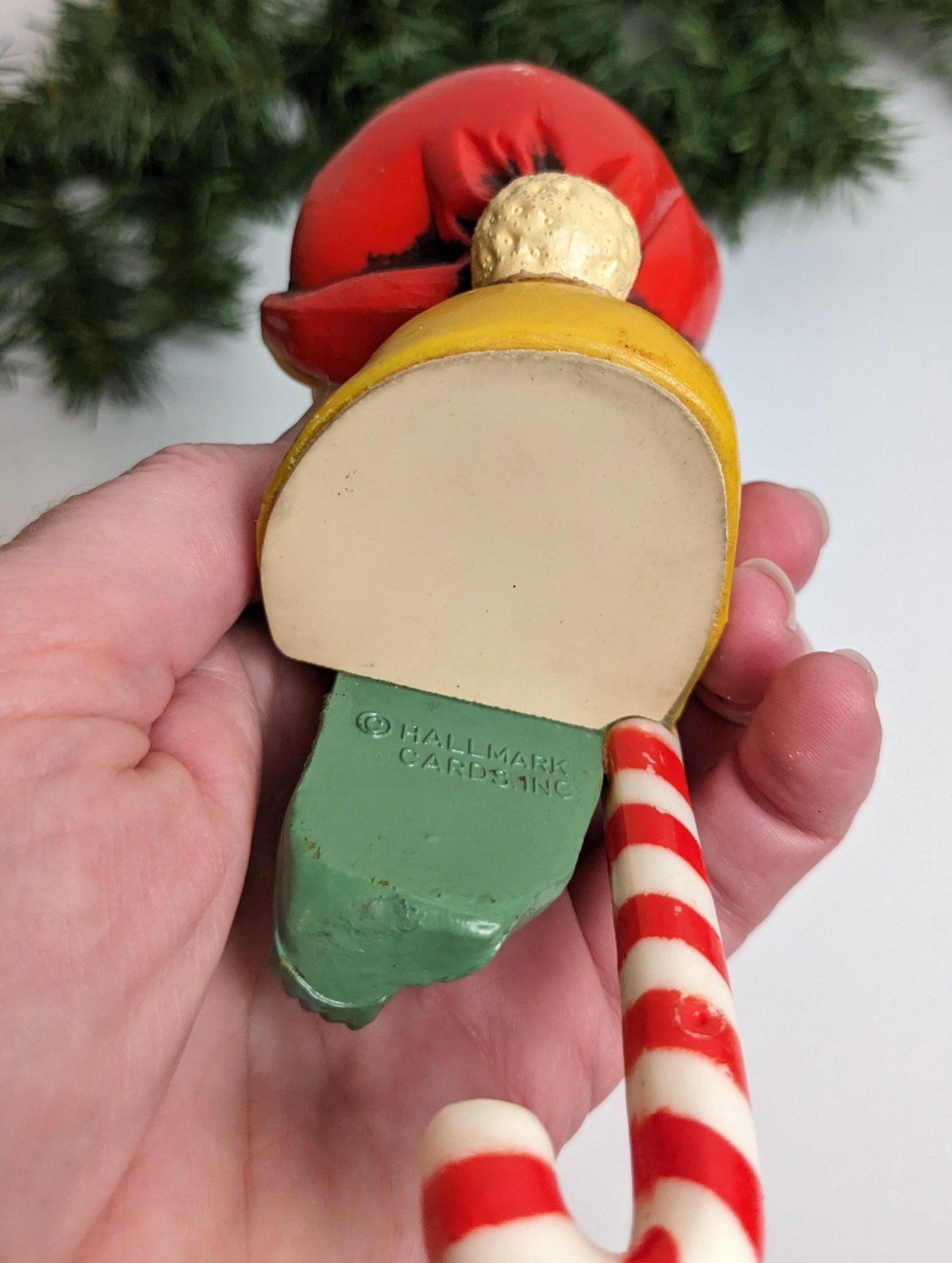 Vintage Hallmark Elf with Candy Cane Christmas Stocking Hanger