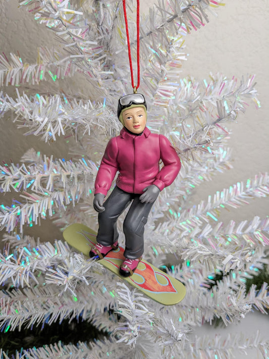 Female Snowboarder Christmas Ornament