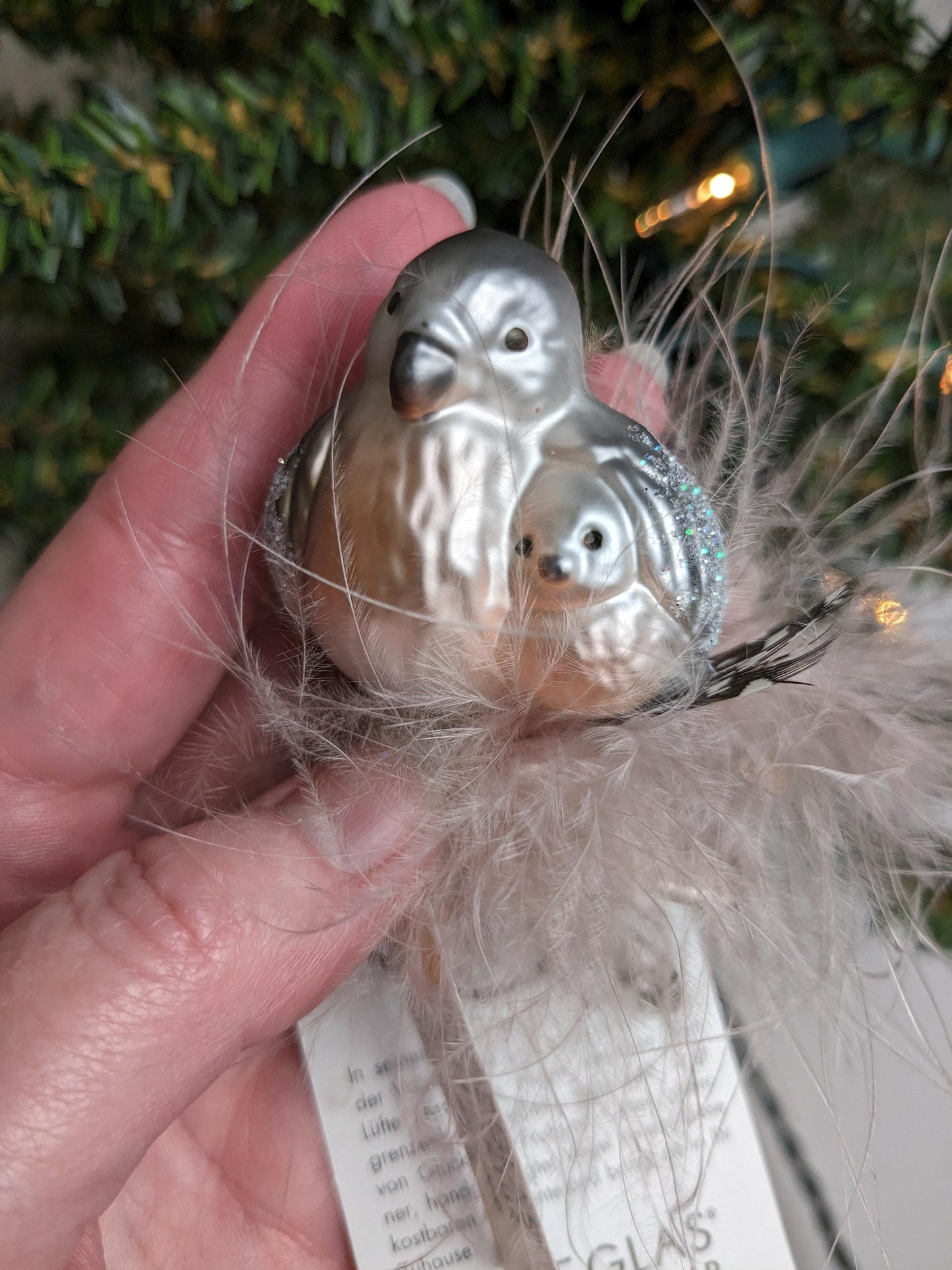 Cuddle Time Bird Clip Inge Glas Christmas Ornament NEW