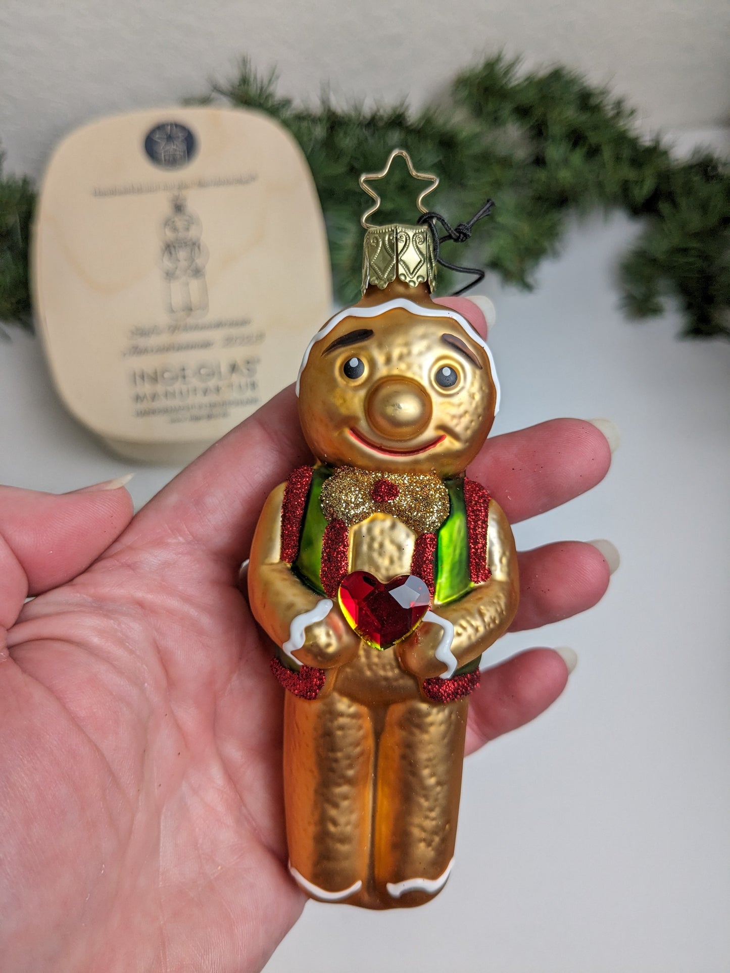 NEW 'Sweet Christmas' Gingerbread Man Inge Glas Christmas Ornament