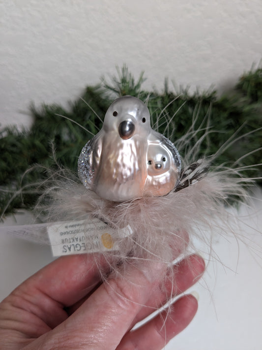 NEW 'Cuddle Time' Bird Clip Inge Glas Christmas Ornament