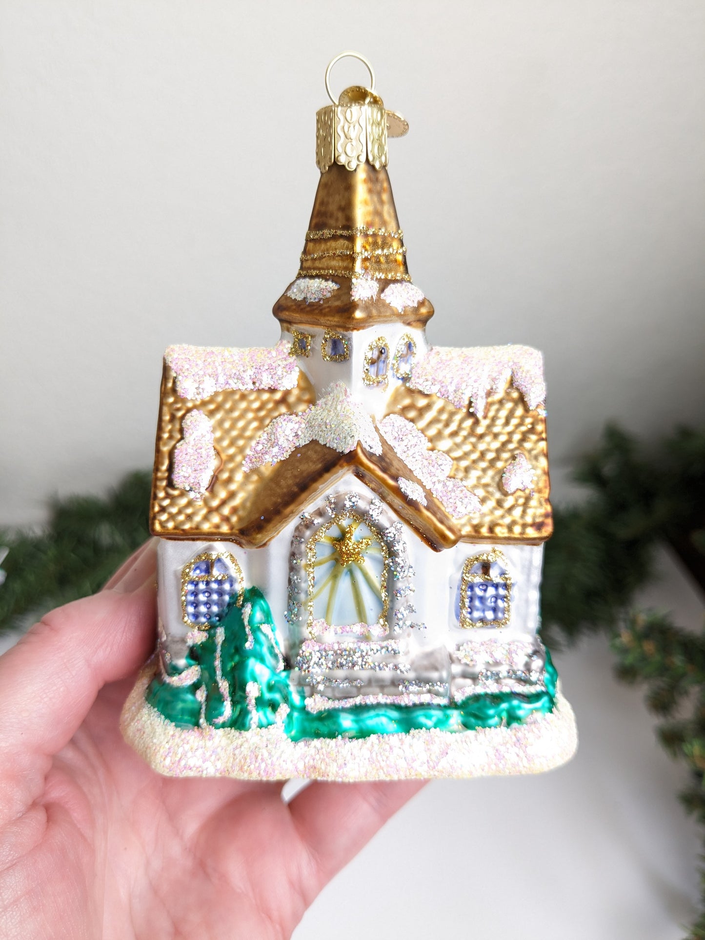 Winter Cathedral Church Old World Christmas Ornament