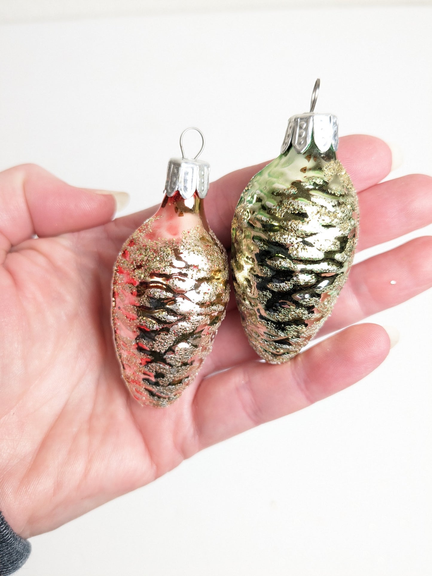Pinecone & Grape Cluster Vintage Glass Christmas Ornaments