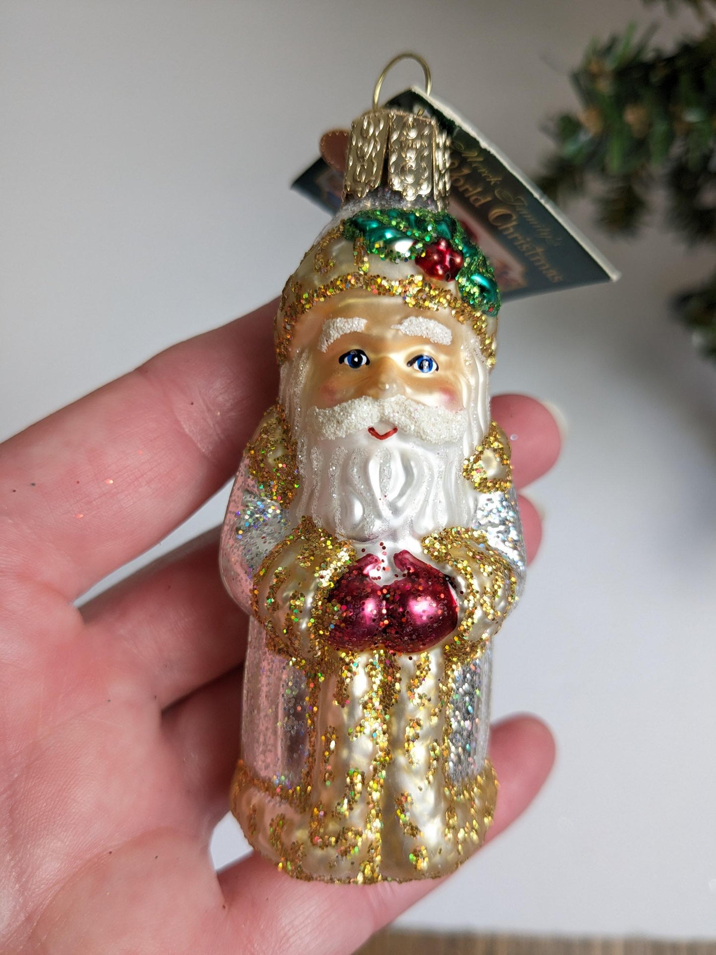 Golden Glitter Santa RETIRED Old World Christmas Ornament