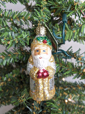 Golden Glitter Santa RETIRED Old World Christmas Ornament