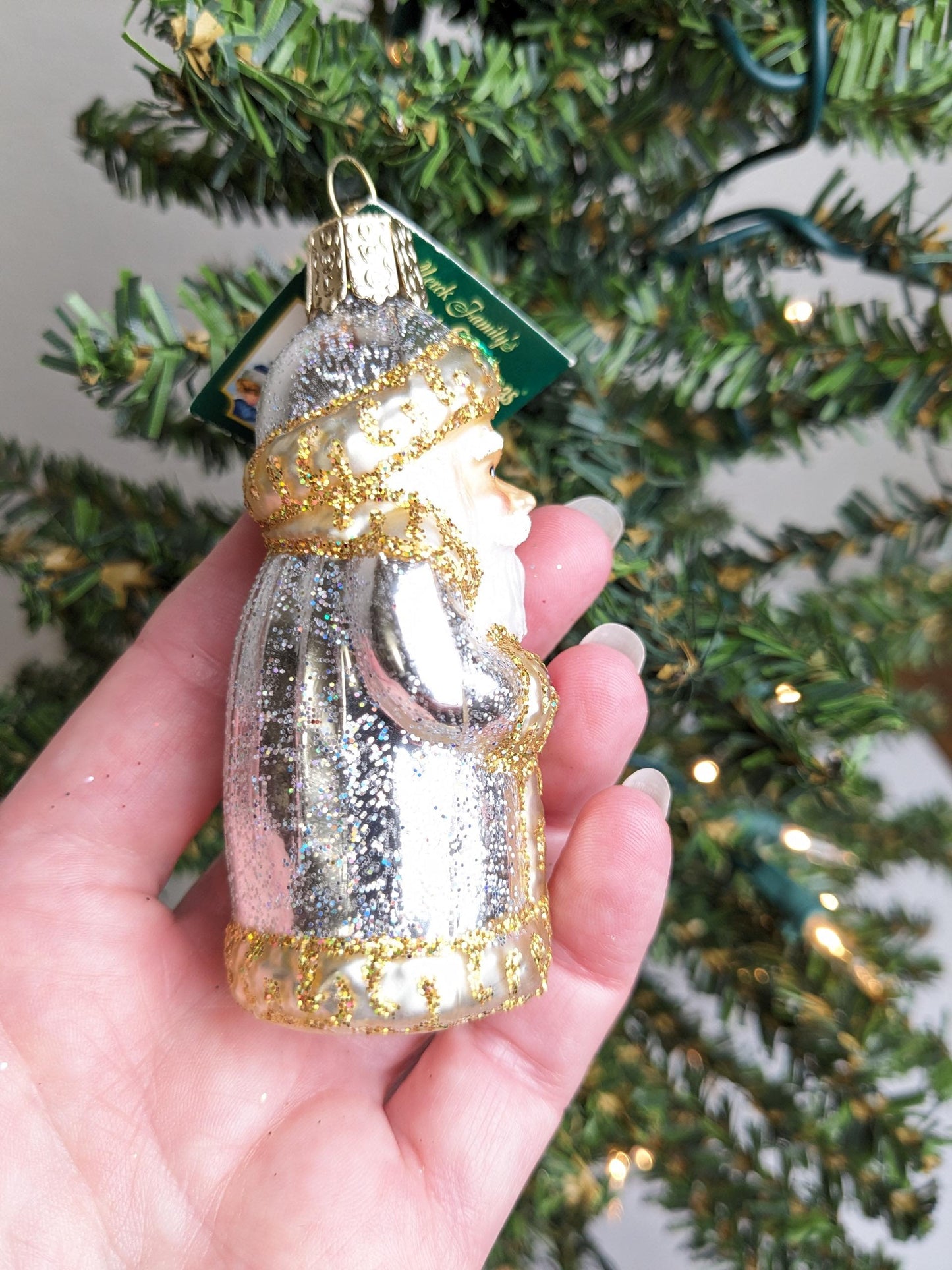 Golden Glitter Santa RETIRED Old World Christmas Ornament