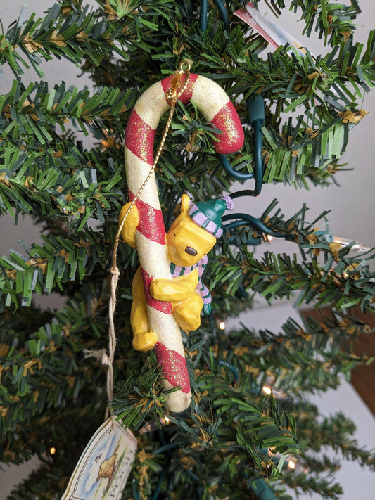 Classic Winnie the Pooh with Candy Cane Christmas Ornament