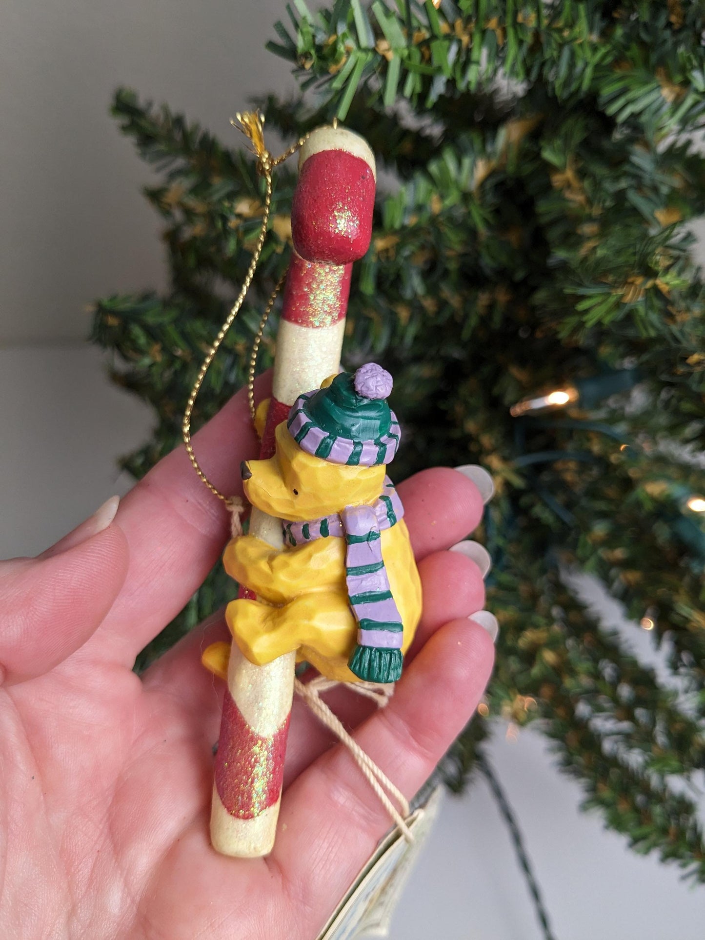 Classic Winnie the Pooh with Candy Cane Christmas Ornament