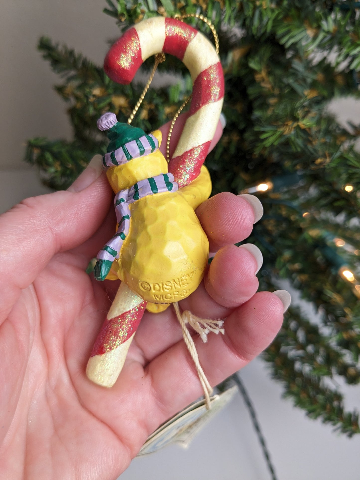 Classic Winnie the Pooh with Candy Cane Christmas Ornament