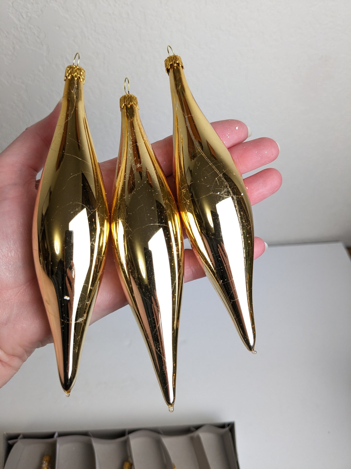 Gold Fluted Icicle Christmas Ornaments