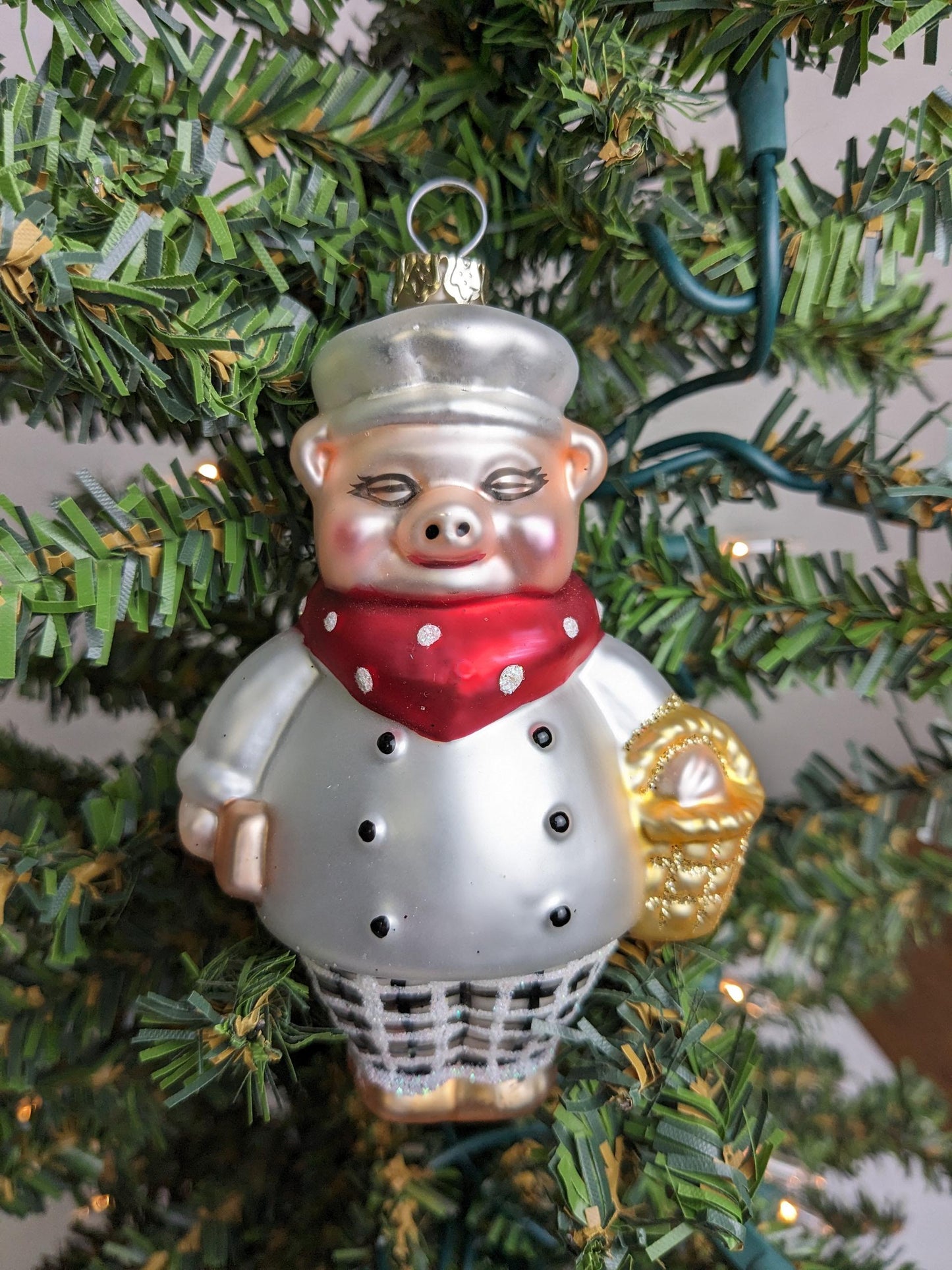 Chef Pig Glass Christmas Ornament