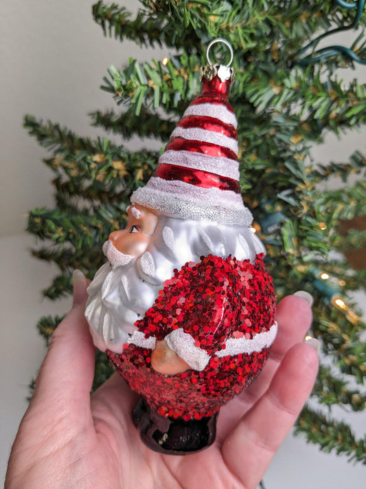 Santa Claus Glass Christmas Ornament