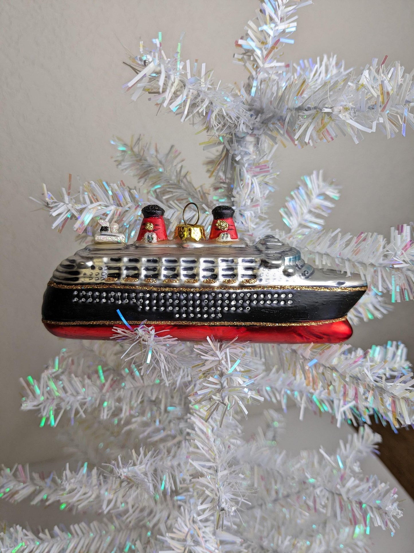 Cruise Ship Glass Christmas Ornament