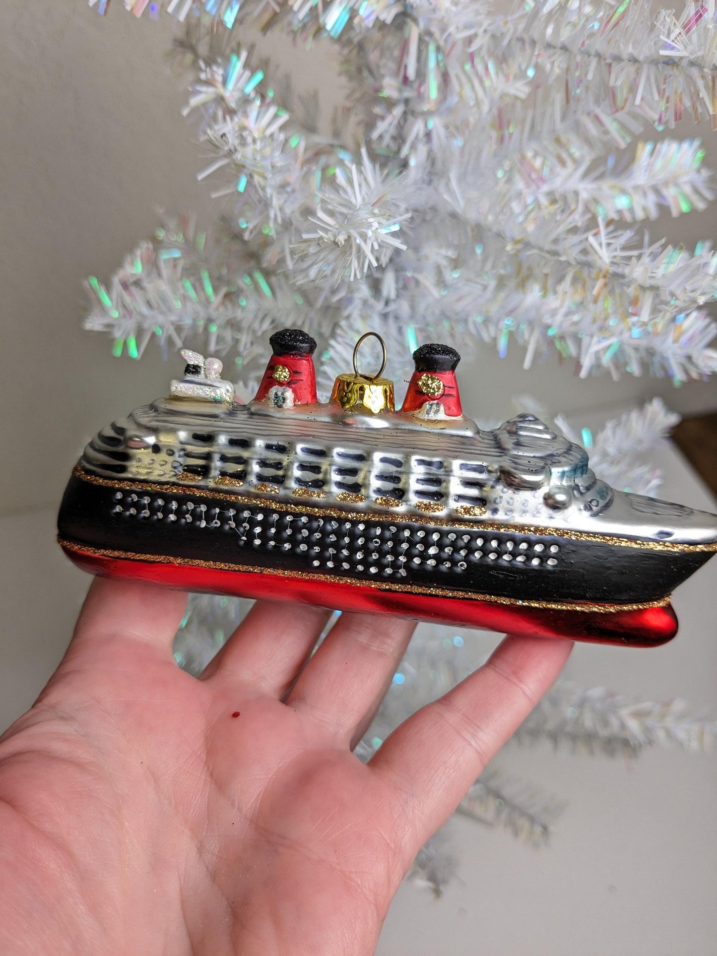 Cruise Ship Glass Christmas Ornament