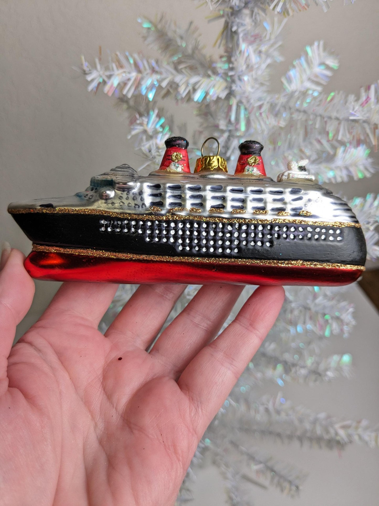 Cruise Ship Glass Christmas Ornament