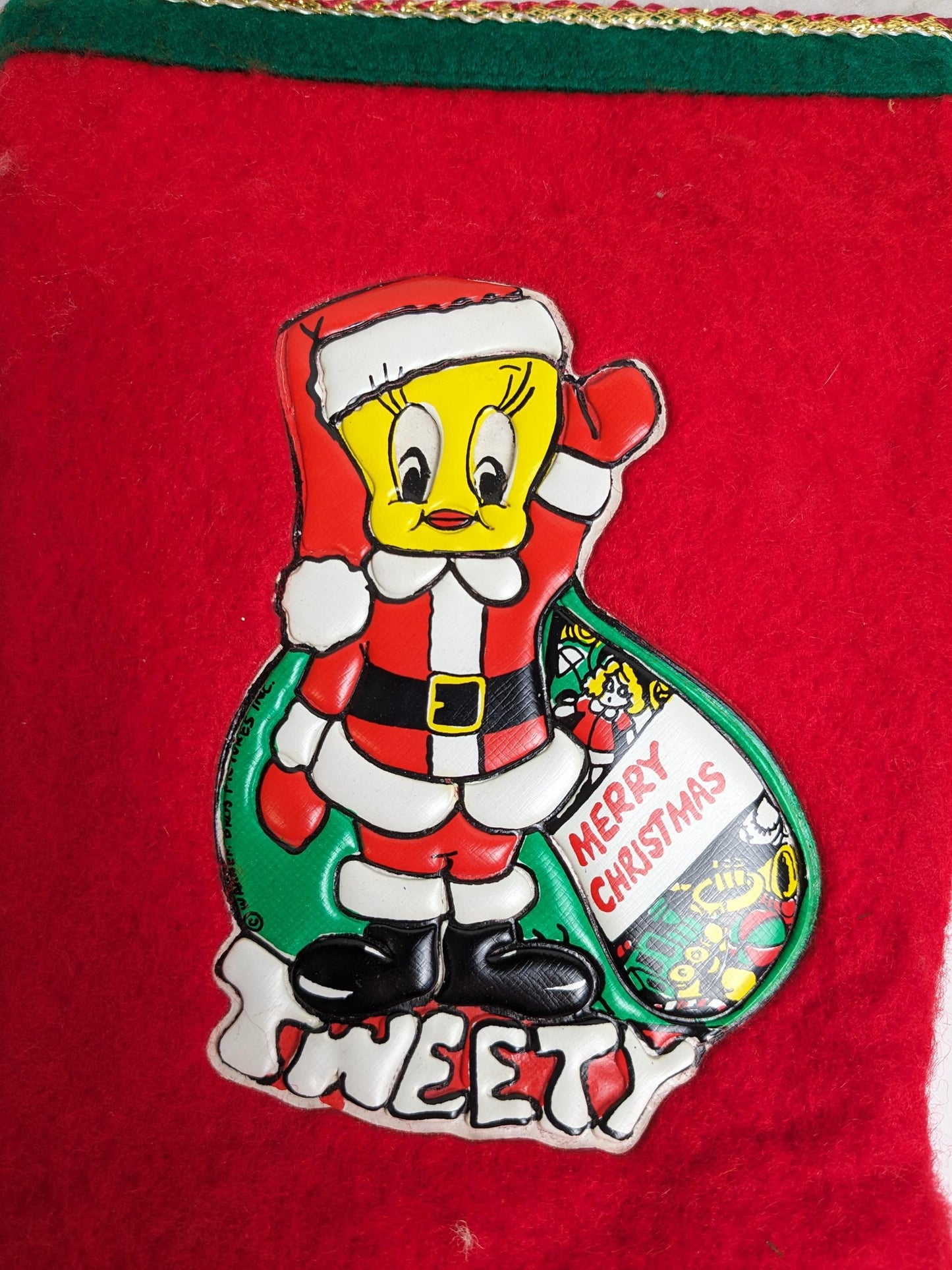 Vintage Tweety Bird Merry Christmas Fleece Stocking MCM