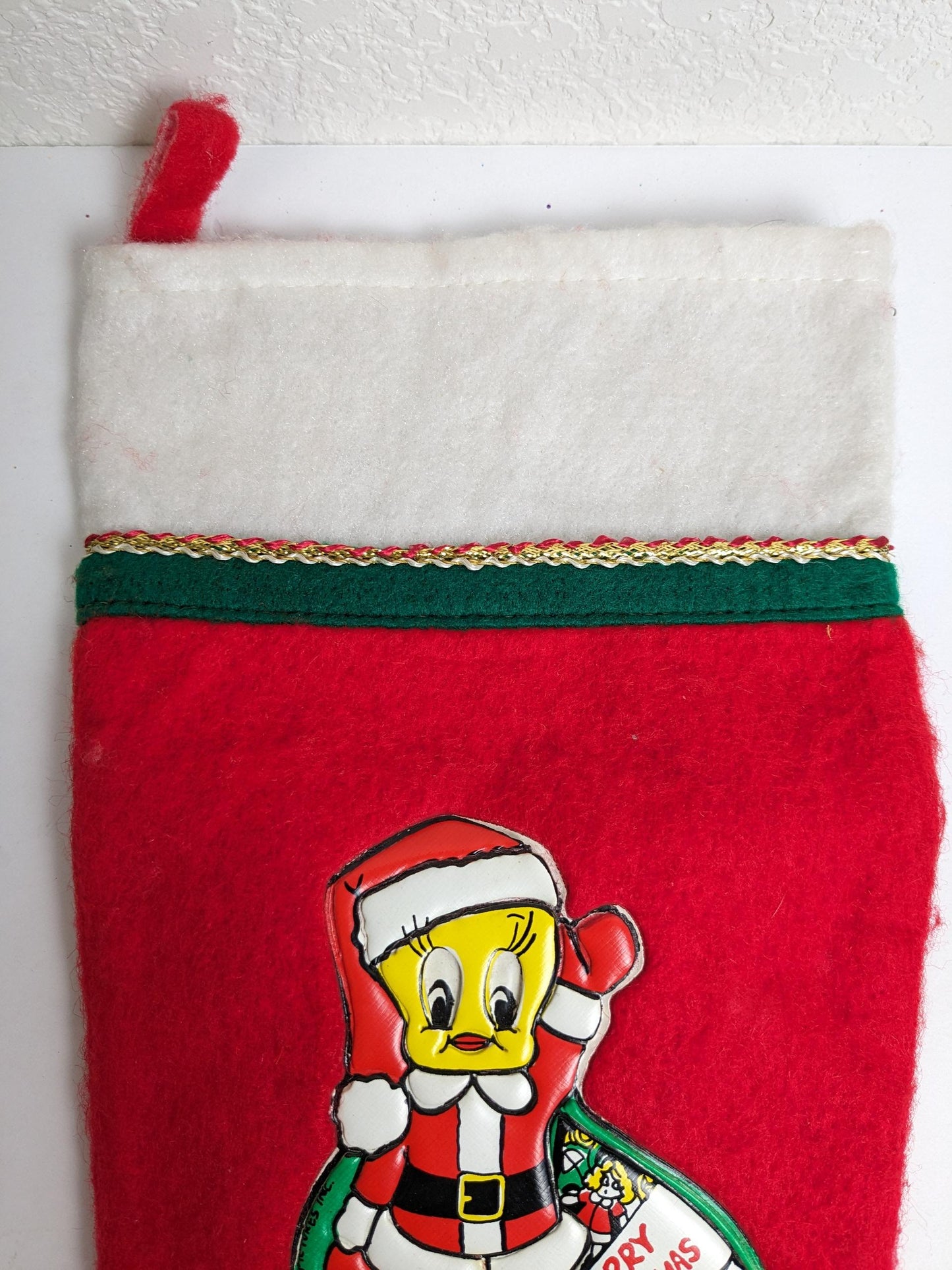 Vintage Tweety Bird Merry Christmas Fleece Stocking MCM