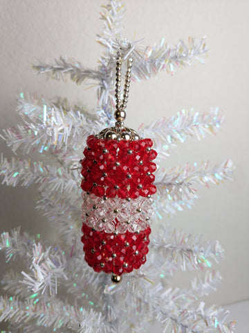Vintage Red Beaded Christmas Ornament