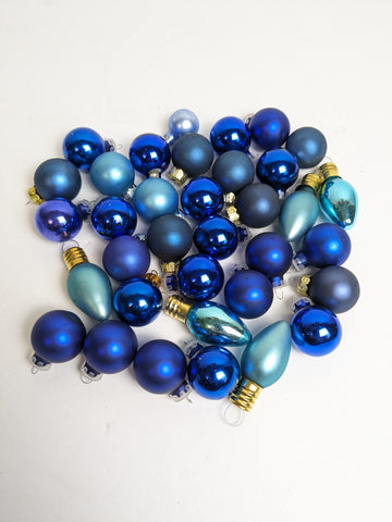 Small Blue Vintage Christmas Ornaments