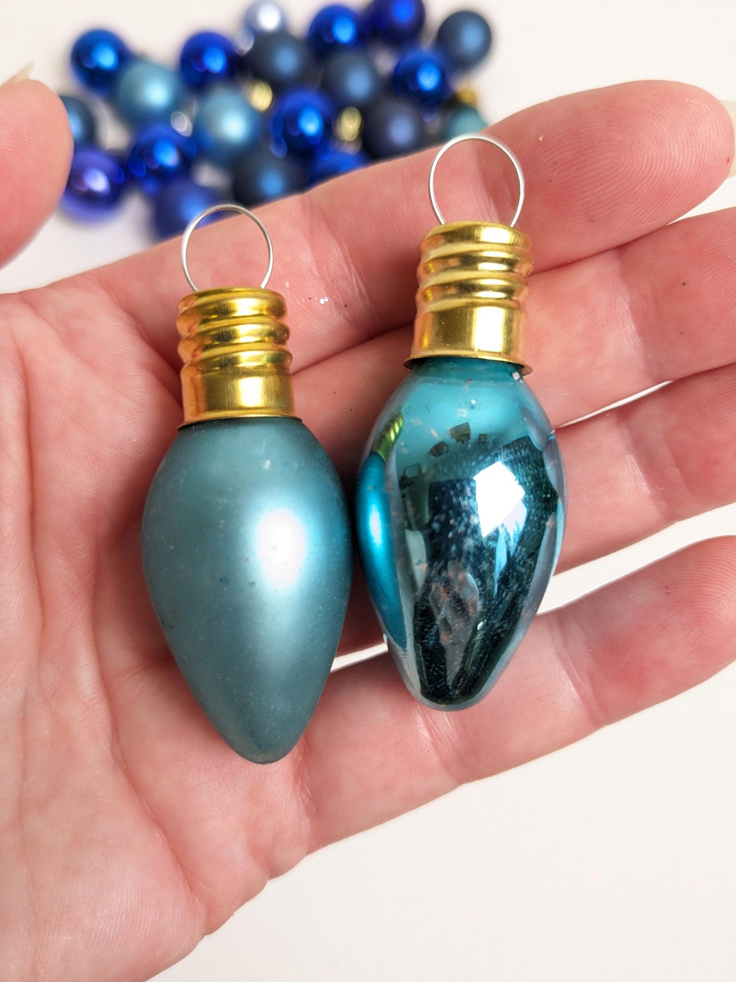 Small Blue Vintage Christmas Ornaments