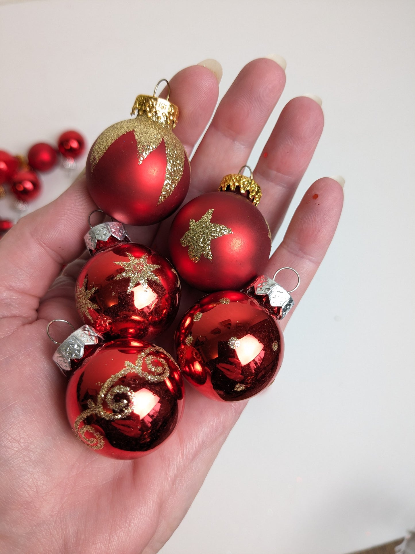 Small Red Glass Vintage Christmas Ornaments