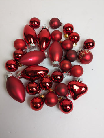 Small Red Glass Vintage Christmas Ornaments