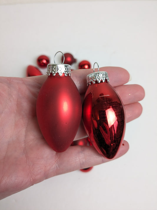 Small Red Glass Vintage Christmas Ornaments