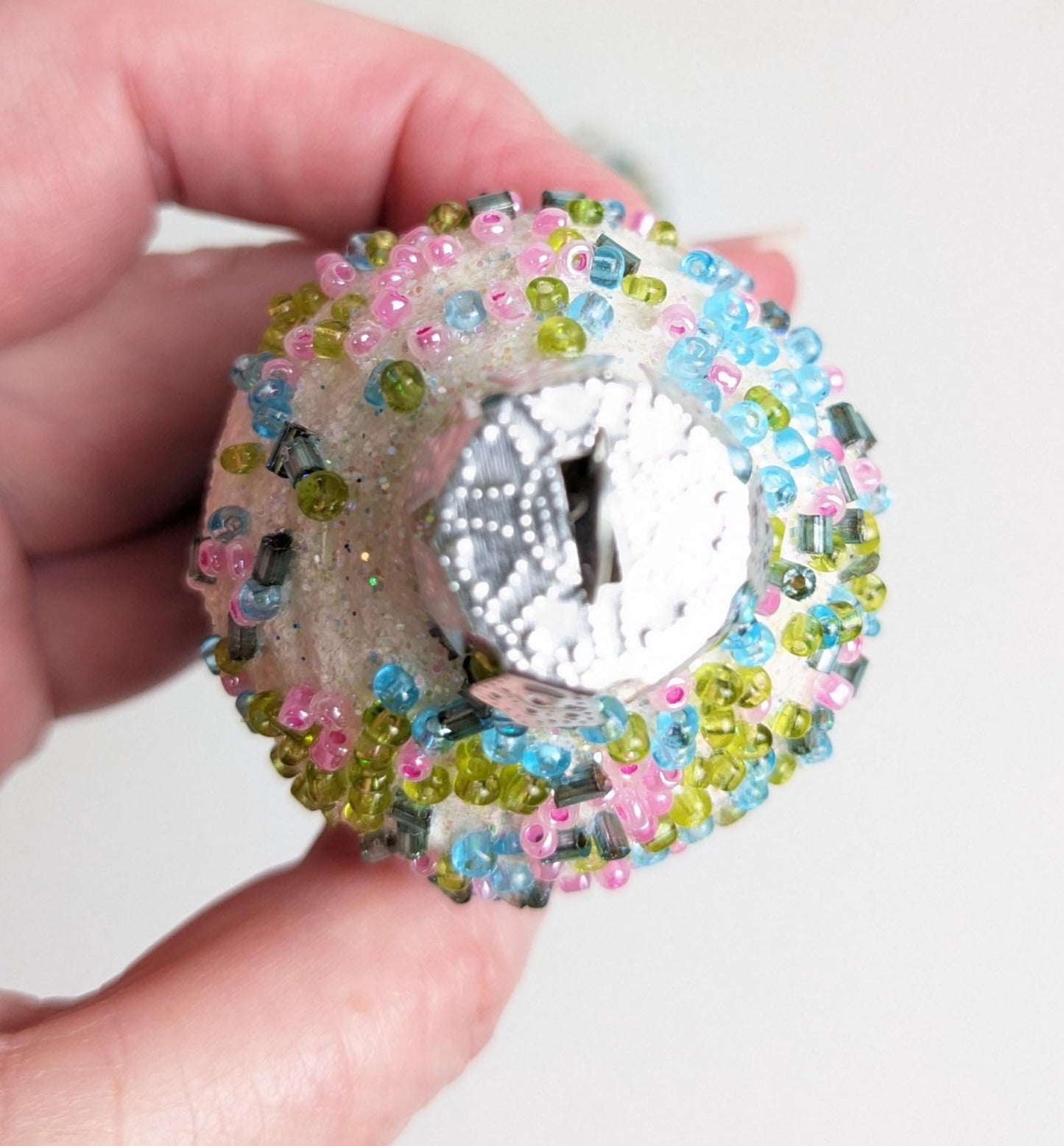 Vintage Set of 3 Glass Cupcake Christmas Ornaments