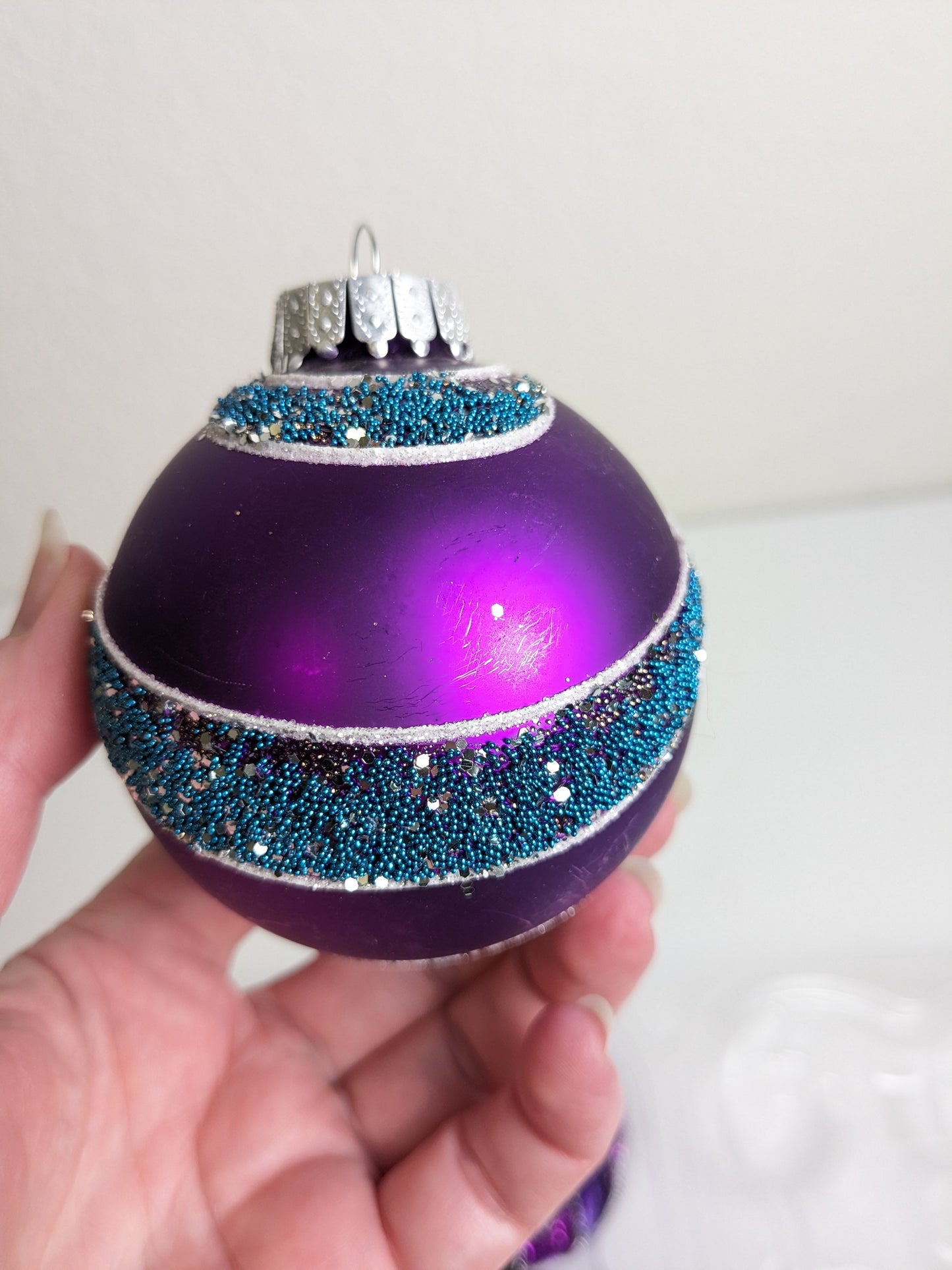 Purple Glass Christmas Ornament Set
