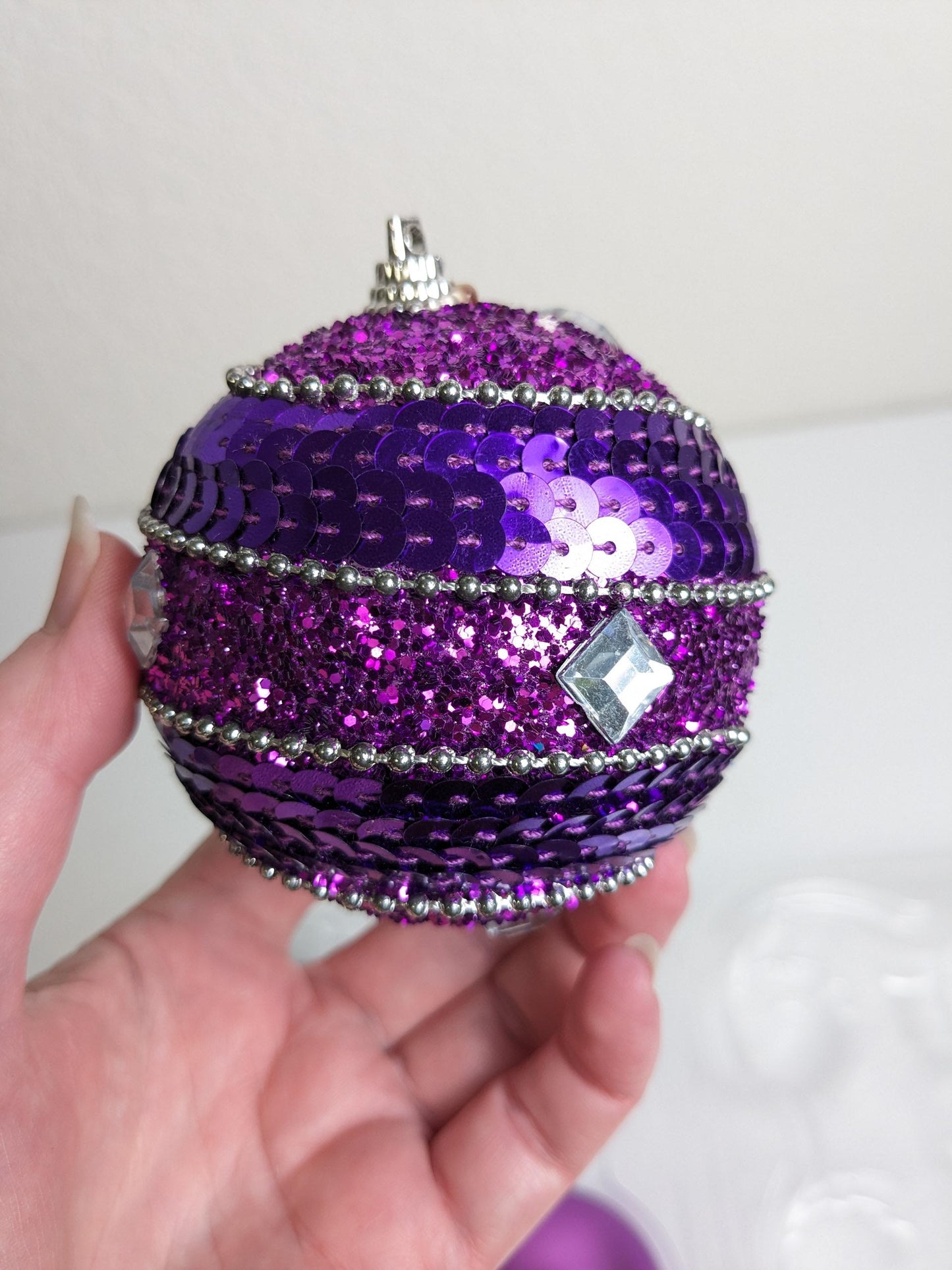 Purple Glass Christmas Ornament Set