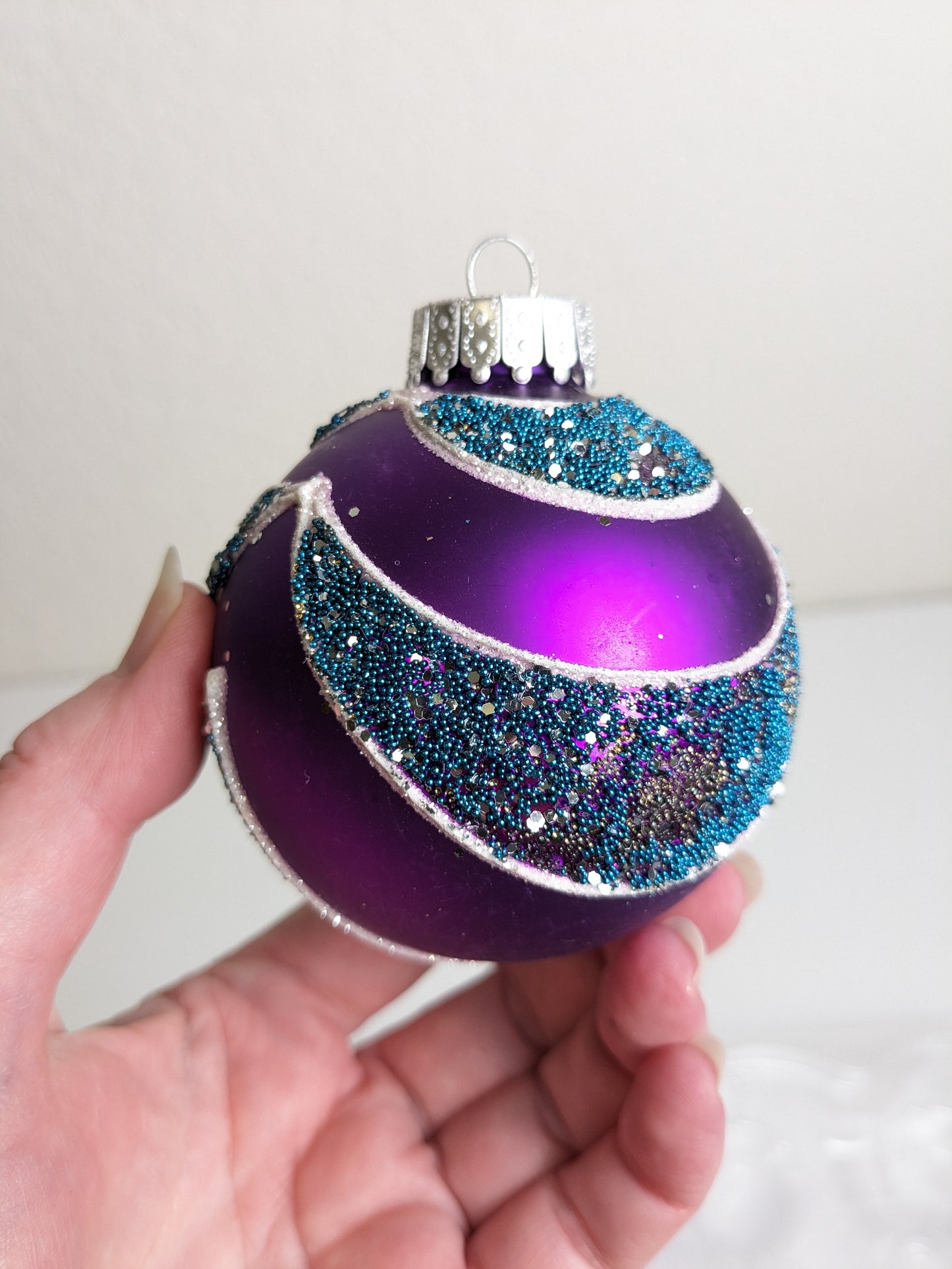 Purple Glass Christmas Ornament Set