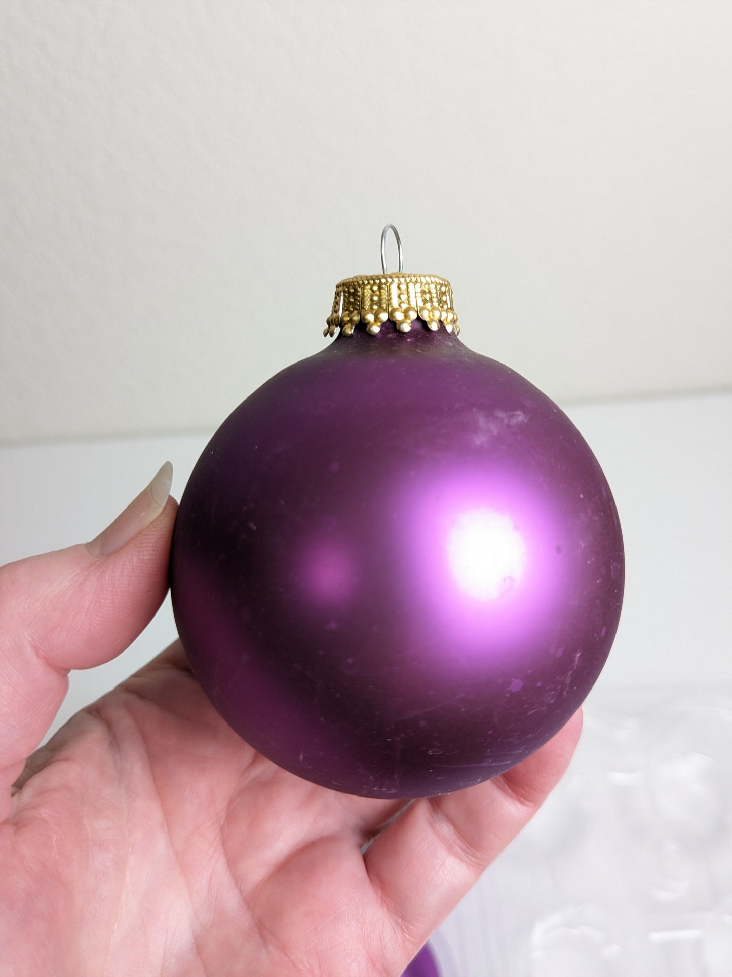 Purple Glass Christmas Ornament Set