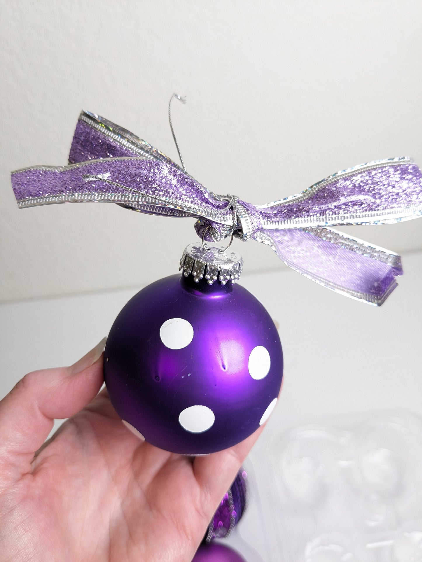 Purple Glass Christmas Ornament Set