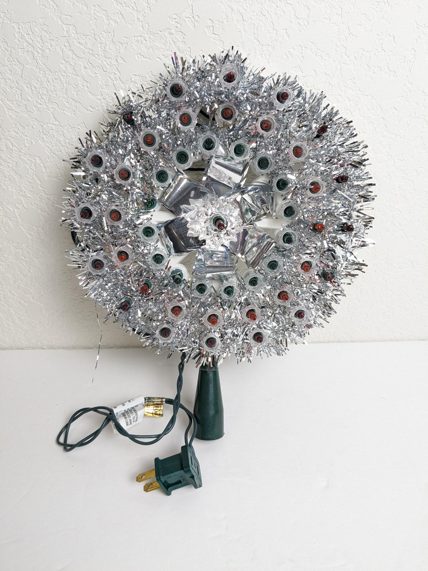 Northlight Light-Up Silver Tinsel Christmas Tree Topper