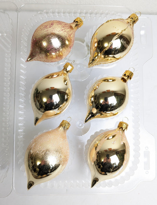 Vintage Gold Teardrop Christmas Ornaments