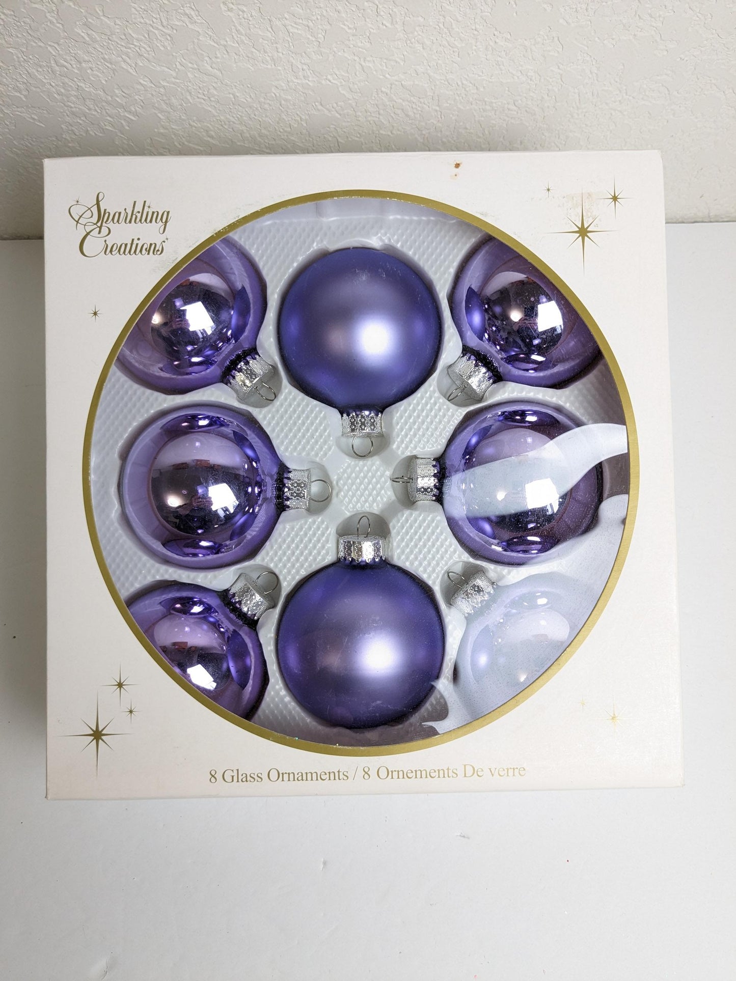 Vintage Purple Lavender Glass Ball Christmas Ornaments