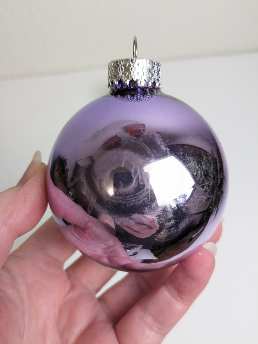 Vintage Purple Lavender Glass Ball Christmas Ornaments