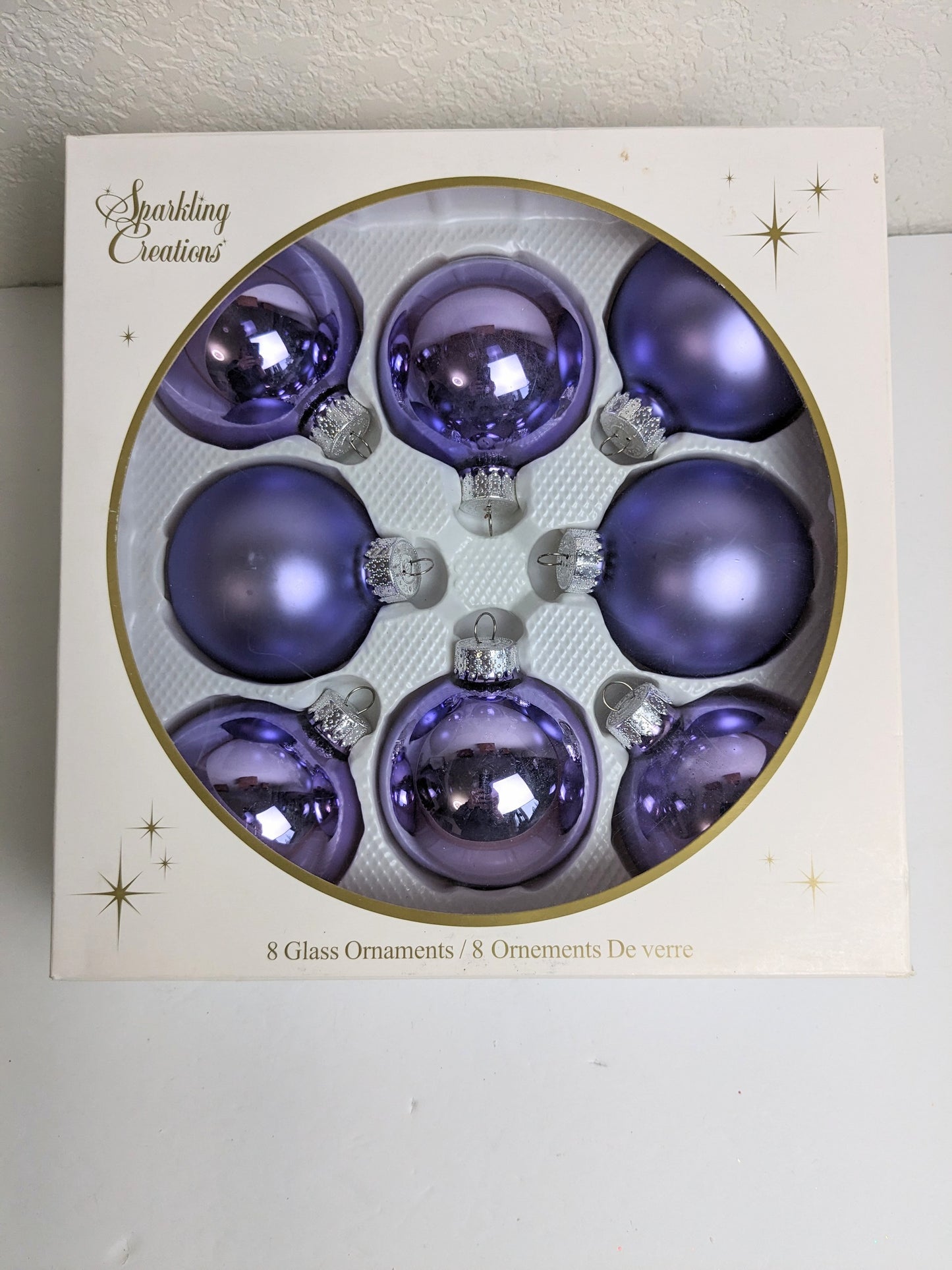 Vintage Purple Lavender Glass Ball Christmas Ornaments