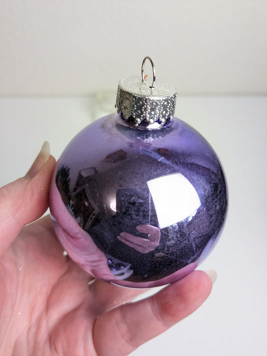 Vintage Purple Lavender Glass Ball Christmas Ornaments