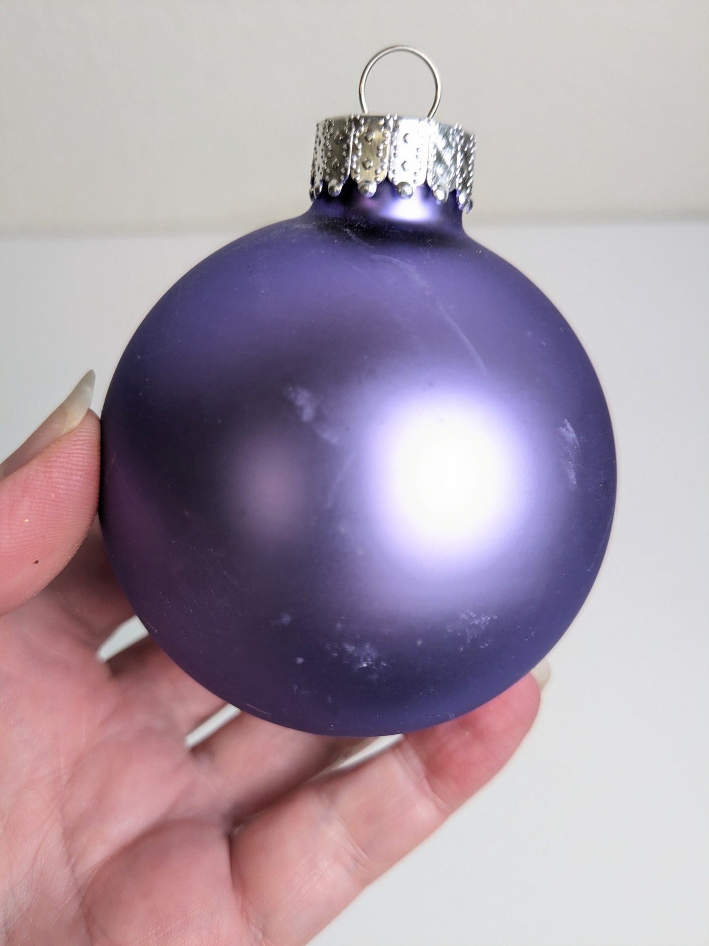 Vintage Purple Lavender Glass Ball Christmas Ornaments