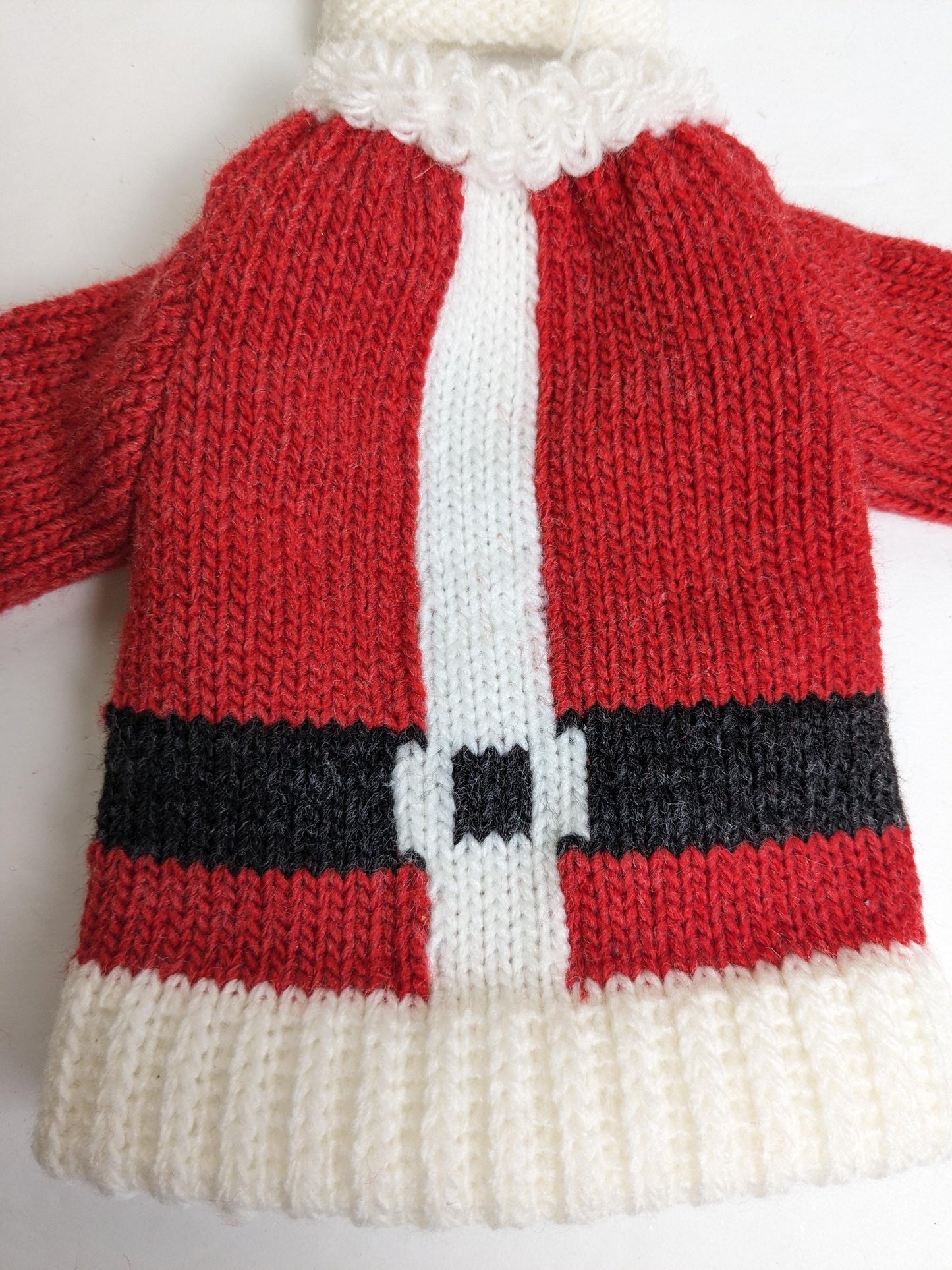 Santa Suit Knit Hat & Sweater Christmas Bottle Topper