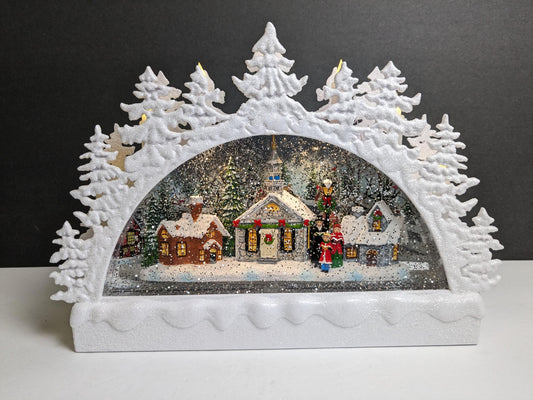 Roman Confetti Lites Swirl Arch Light Up Church Snow Globe