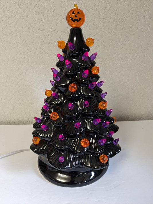 Haunted Halloween Christmas Tree - Ceramic Light Up 13 inch tall