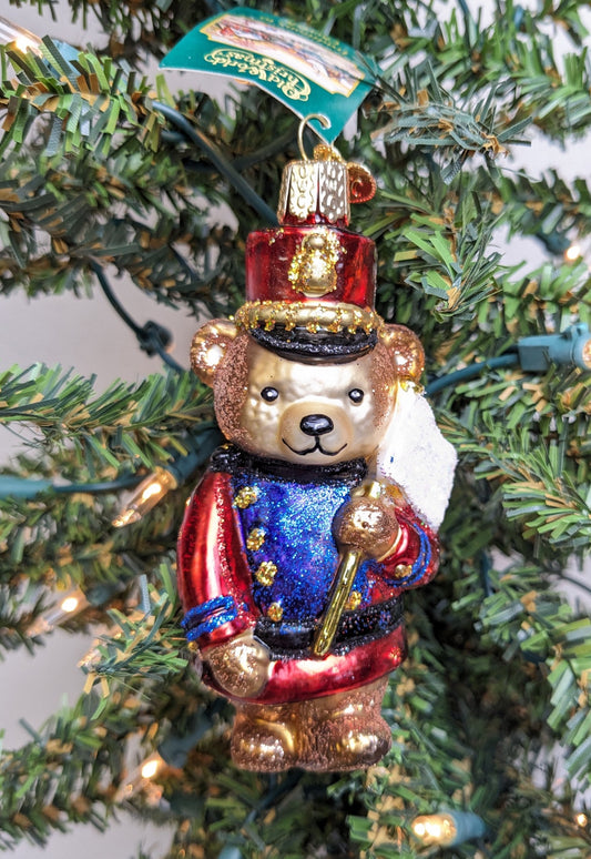 Marching Band Blown Glass Teddy Bear Old World Ornament